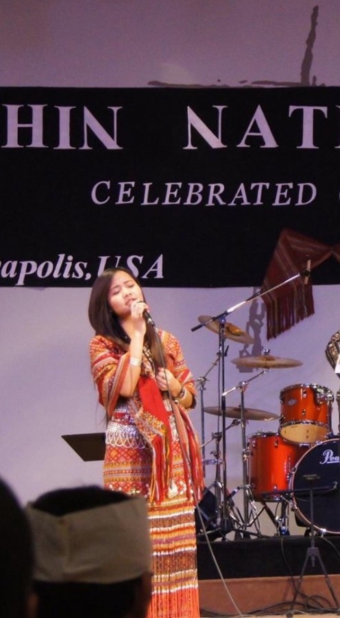 Emily Sung sings an opening song at Chin National Day. Picture contributed by Emily Sung. 