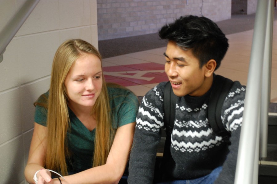 Junior Erin Sullivan and senior Anthony Bil have been dating for three months. Sullivan is currently trying to learn Burmese. Photo by Chelsea Burnett
