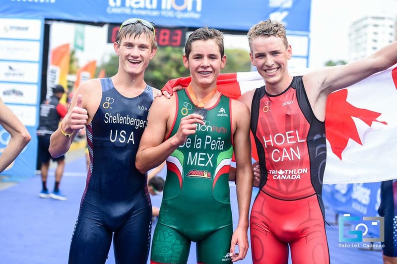 Drew+Shellenberger+%28left%29+poses+with+his+fellow+competitors+after+placing+third+in+a+Youth+Olympic+qualifying+race+in+Ecuador+on+Jul.+1.