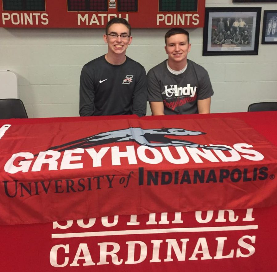 Junior Colbi Cocherell (right) smiles for a picture with his brother Hunter, who signed to the University of Indianapolis. 