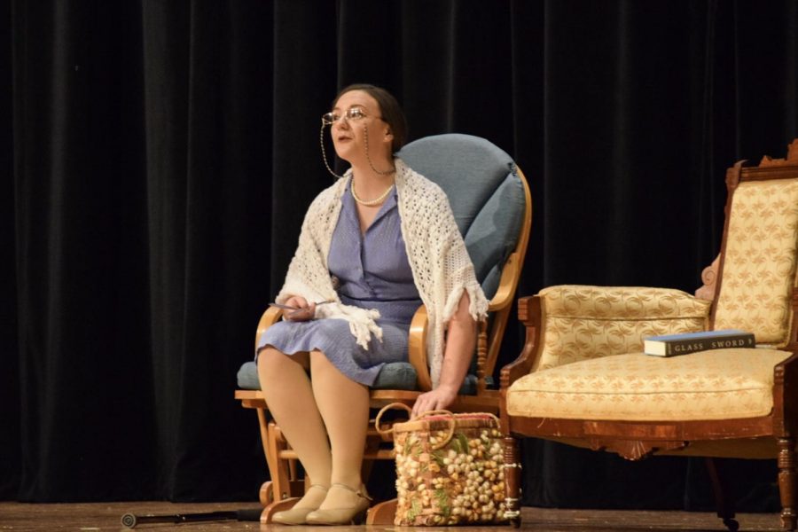 Senior Megan Osborne prepares to complete a world record in the one act play entitled Bucket List  on Friday, Jan. 12.
