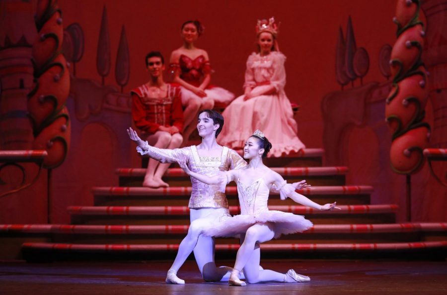 The Nutcracker Prince and the Sugar Plum Fairy have just finished the pas de deux. A pas de deux is a dance between two dancers, typically a male and female. 