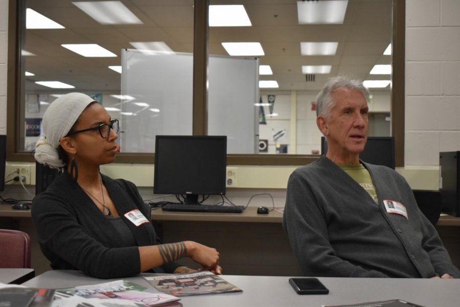 Executive Director Jim Poyser and Resilient Schools Coordinator Tatjana Rebelle from Earth Charter Indiana talk with The Journal during iPass on Jan. 16. This interview followed a walkthrough of SHS to see how sustainable the school is.  