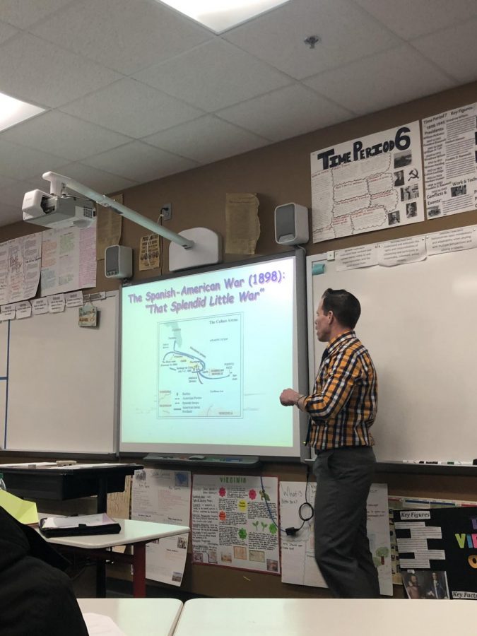 Social studies teacher David Luers teaches one of his classes. He recently got his new elective, Ethnic Studies, approved.
