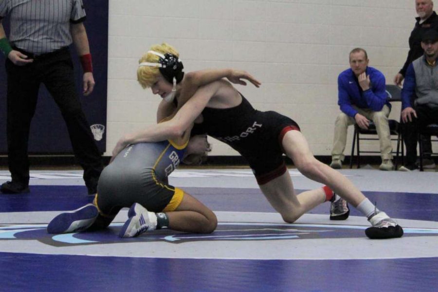 Senior Nathan Smith wrestles in the first round of regional on Feb. 5. Smith won both his regional matches and advanced to semi-state, where he will wrestle at New Castle on Feb. 12.