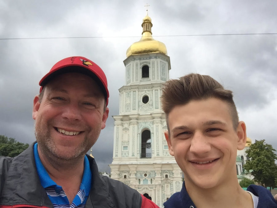 This photo was taken in Kyiv, Antons home. Orchestra teacher Thomas Wright went to visit in July of 2019. 