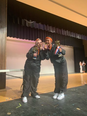 Junior LaQuera Williams (right) and senior Molly Maynard (left) win nationals on April 9. They recieved gold medals and showcase star at the competition. 
Photo Contributed by Jessi Walpole