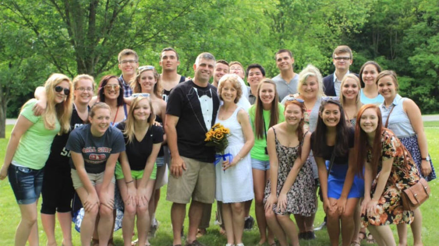 Mike and Heather Klopfenstein hold a wedding ceremony their students could attend. This ceremony was held June 5, 2014.
