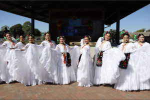 Junior Jessica Mayorga lines up with her dance group on Sept. 24 in Lafayette City parks and recreation department. They performed two different types of dances called Azteca and Veracruz.