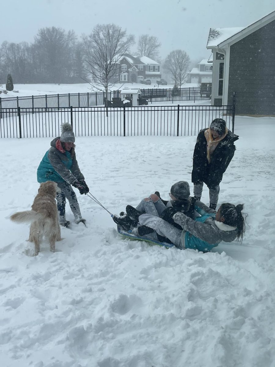 Former exchange student, Boglárka Hangai, plays in the snow with her friends.
Photo contributed by Danielle Grehn