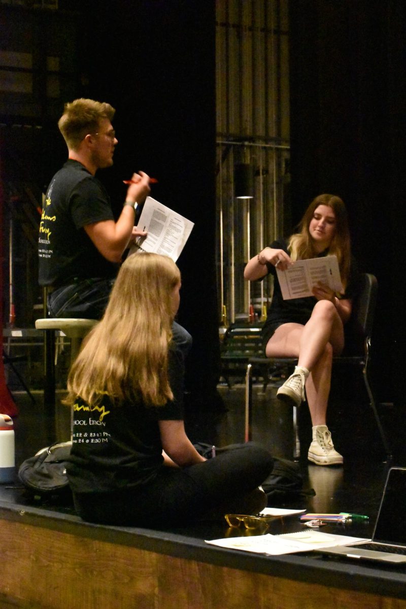 Theater Teacher Caleb Francis works with his students in class on Friday, Sep. 9. The class has been working on the play since the beginning of the school year. photo by Salem Ortega-Morales