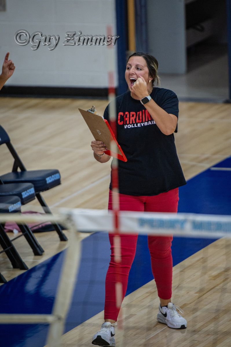 Chelsea Hoffman cheers with her team during a game. Hoffman has been coaching at SHS since 2017. (Photo contributed by Chelsea Hoffman)