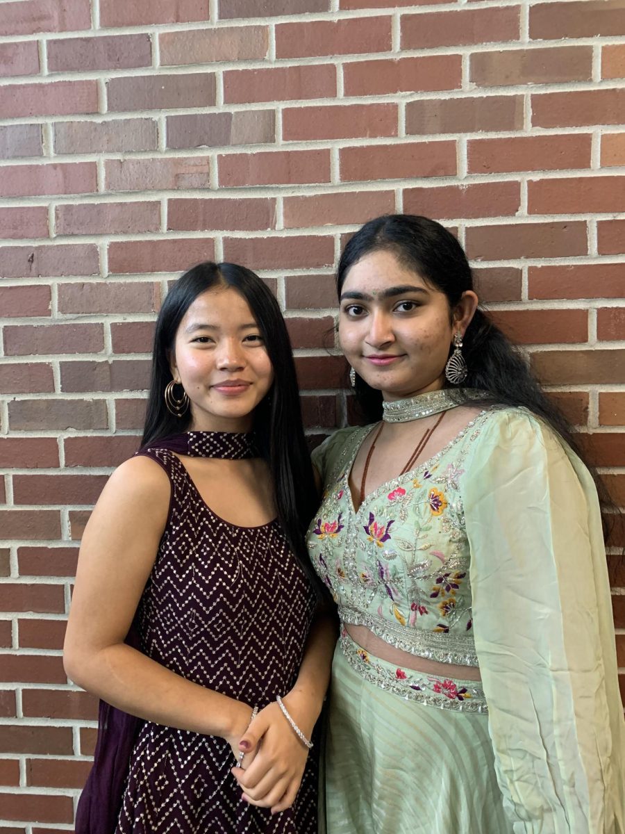 Students Cing Kim and Patel performed a traditional Indian dance in cultural attire.