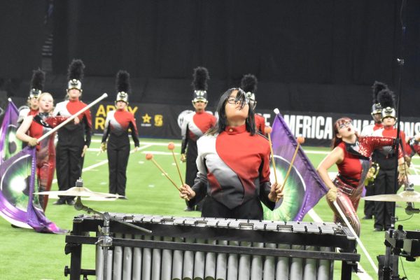 Freshman Chris Tran performs during the Bands of America competition on Oct. 18 at the Lucas Oil Stadium. The band placed 78th out of 110.