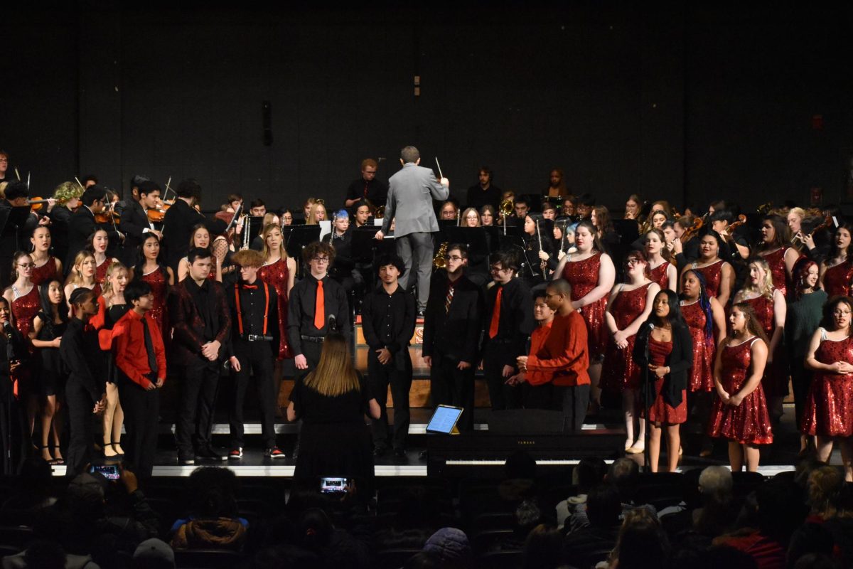 The advanced band, choir and advanced orchestra come together to perform their Winter Extravaganza showcase on Dec. 5