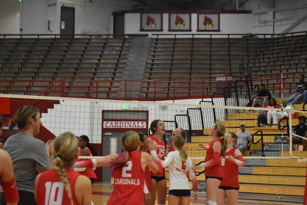 On Tuesday, Aug. 19, the Lady Cards had a dominant sweep of 3-0 after Kaitlynn Denton's game-winning block. The Lady Cards storm the court celebrating Denton's block.