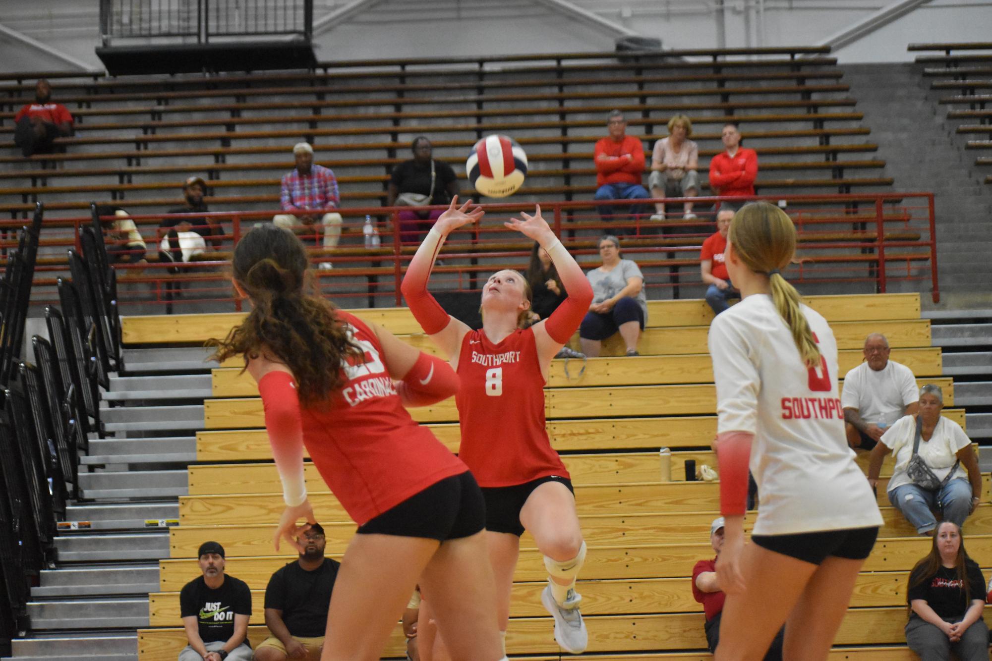 Chafin sets the ball to Denton. Denton would then attempt the kill, but it would be received by Pike's defense. 