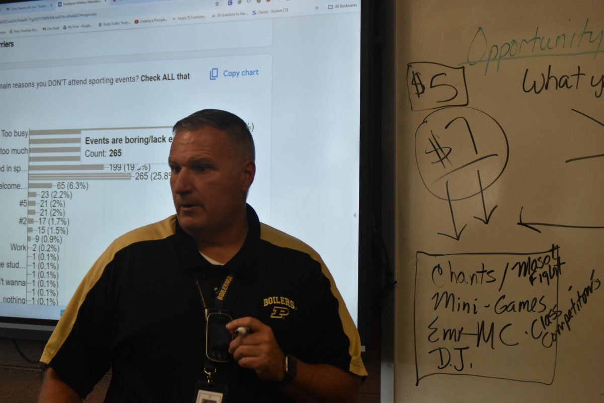 Don Manning teaching his class on Aug. 26. He teaches marketing and entrepreneurship to his students.