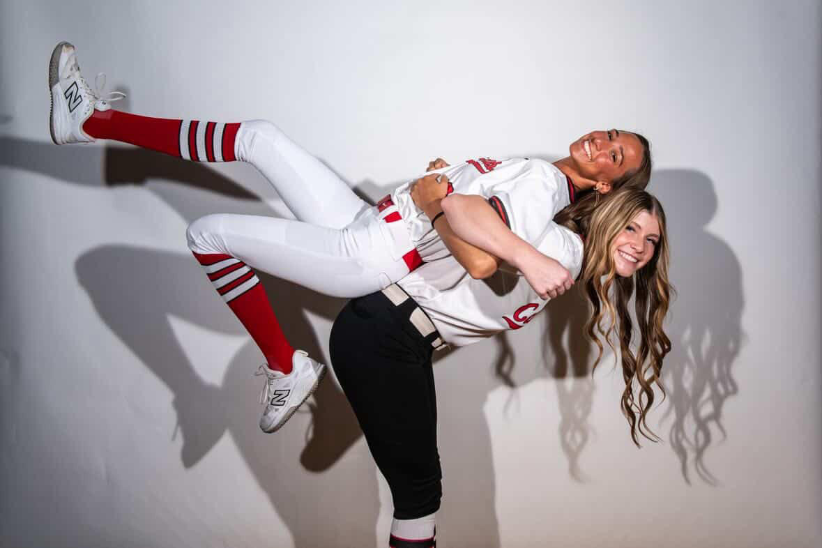 Seniors Adyson Stansberry (top) and Allyson Kiefner (bottom) have a sister-like bond, setting them up for success on and off the diamond. Photo contributed by Kiefner